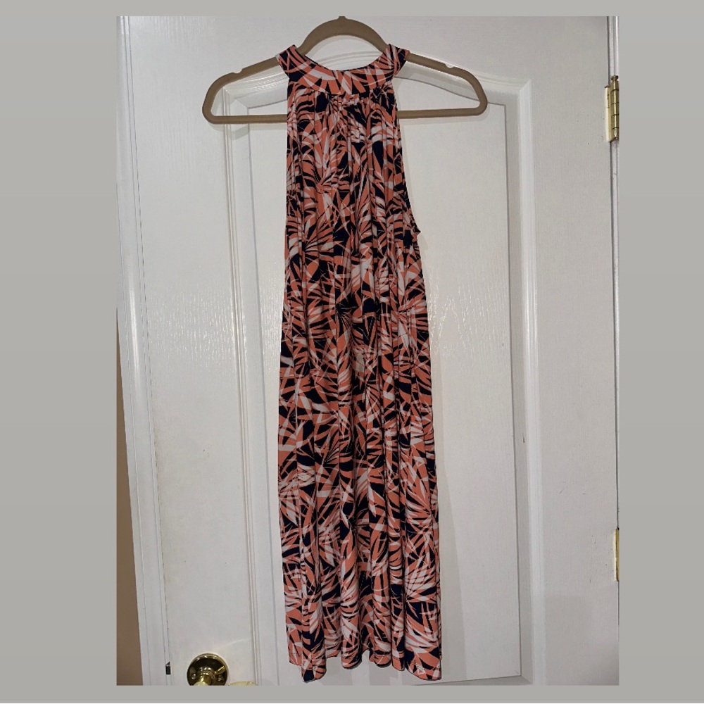 Nine West Halter Dress - S8 Coral, Navy Blue